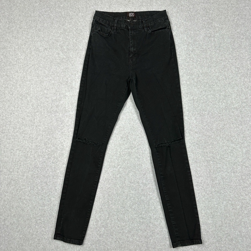 BDG Skinny Jeans‎ Womens 27 Twig High Rise Distressed Ripped Black Denim